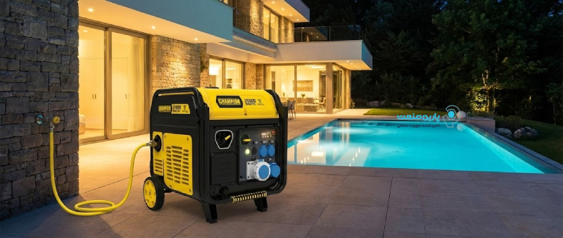 موتور برق چمپیون سه گانه سوز متصل به گاز شهری در ویلا